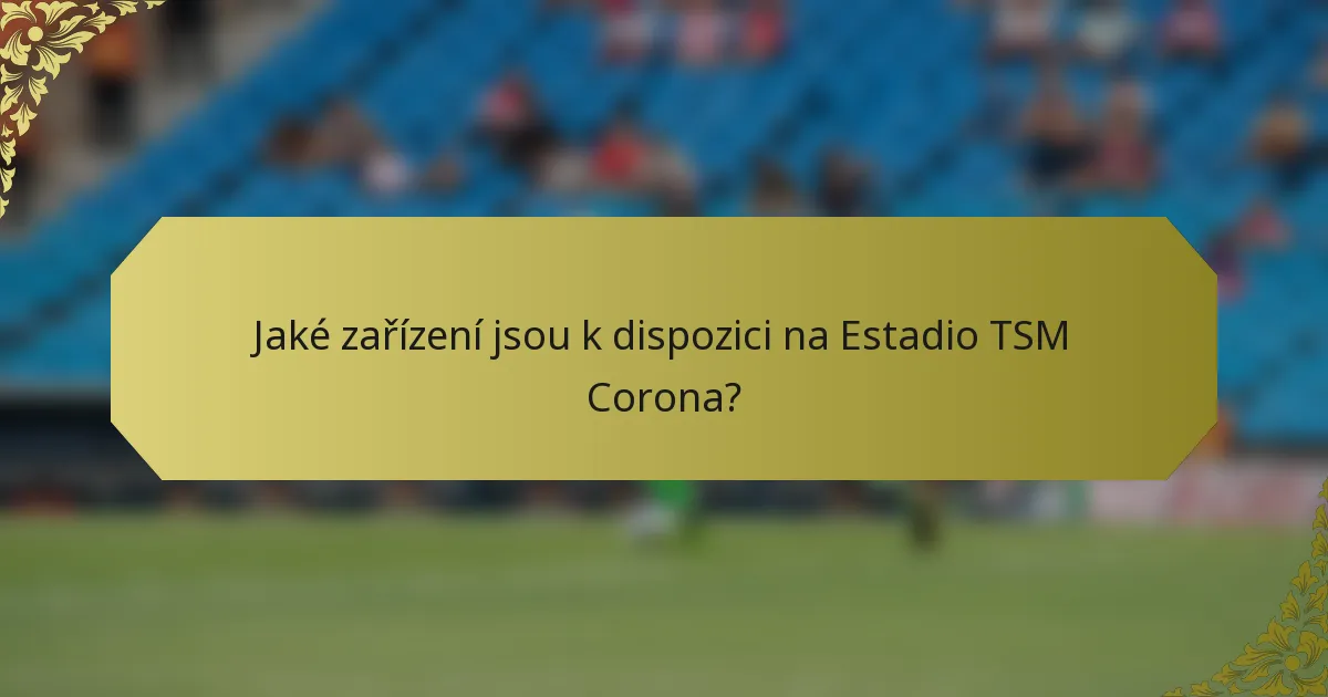Jaké zařízení jsou k dispozici na Estadio TSM Corona?